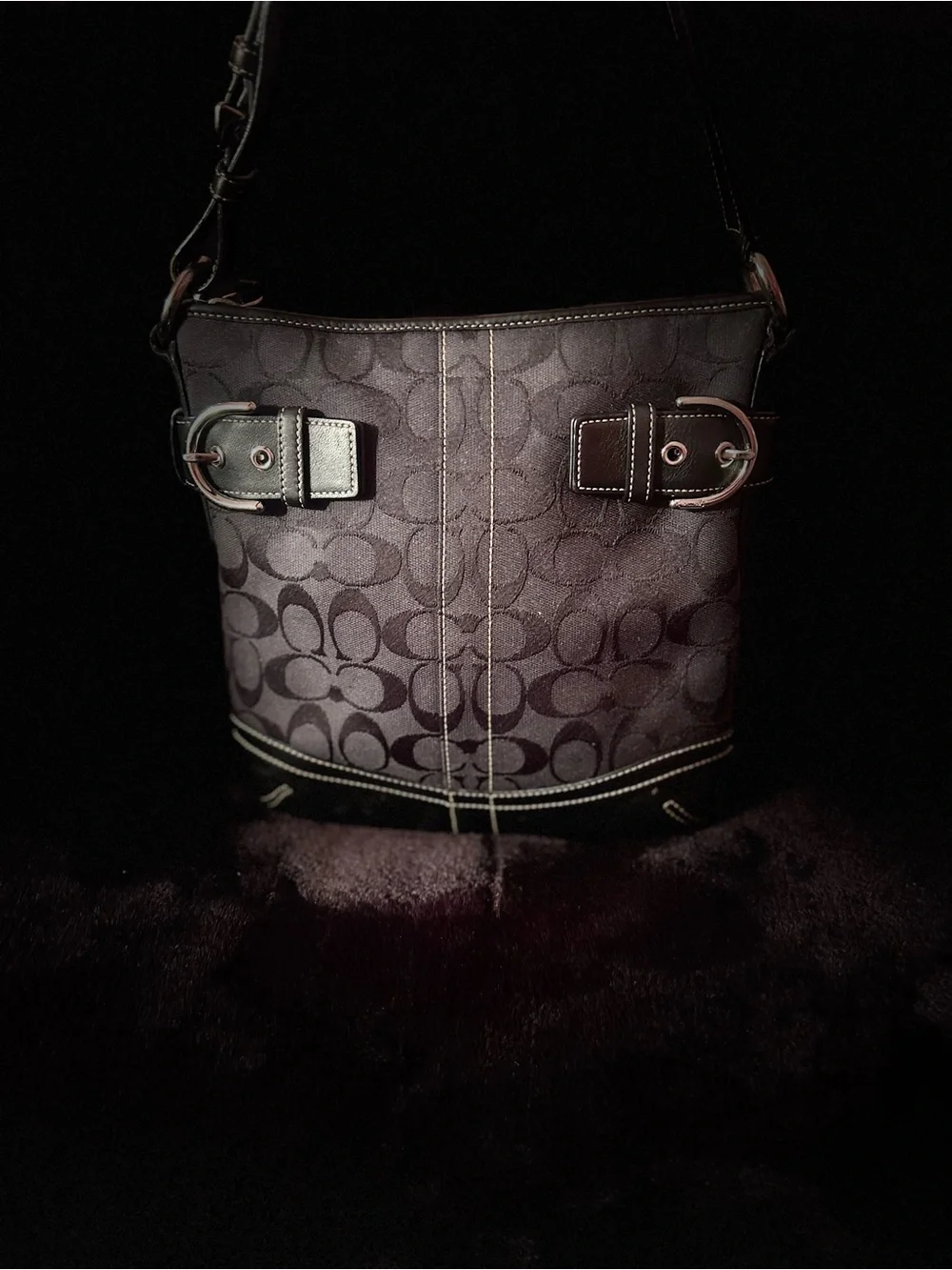 Coach Monogram Shoulder Bag in Black